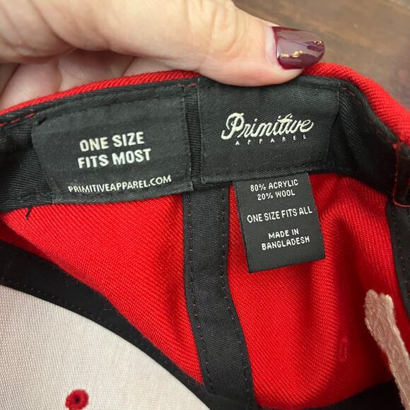 VTG Primitive Baseball Cap Hat Red Camouflage Snapback Adjustable Wool‎ Skater - Picture 3 of 4